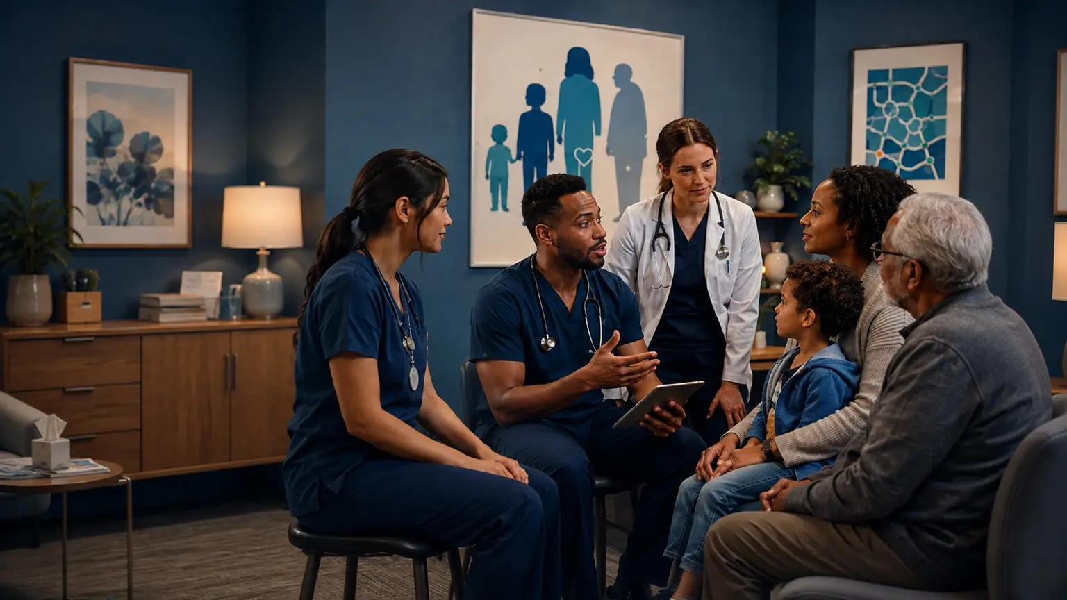 Family medicine clinicians collaborating with a multigenerational family