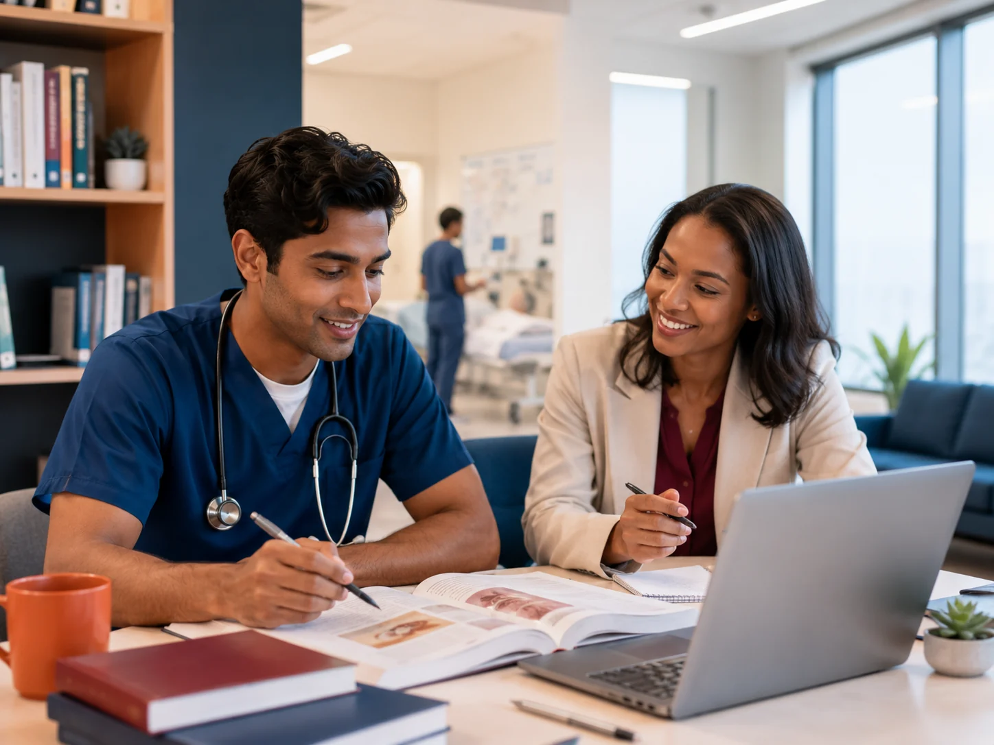 Medical students preparing for clinical rotations